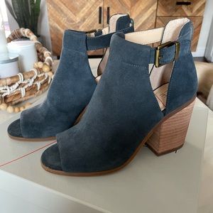 Sole Society Blue Suede Peep Toe Booties